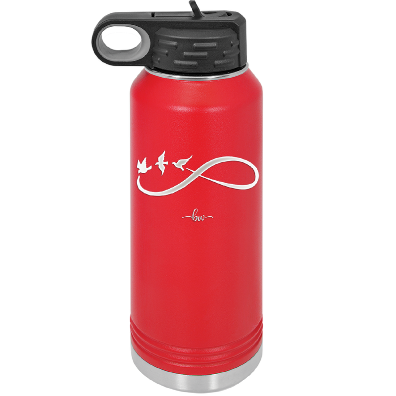 Infinity Symbol with Birds - Laser Engraved Stainless Steel Drinkware - 1566 -