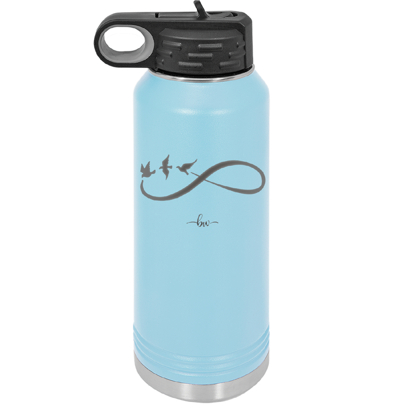 Infinity Symbol with Birds - Laser Engraved Stainless Steel Drinkware - 1566 -