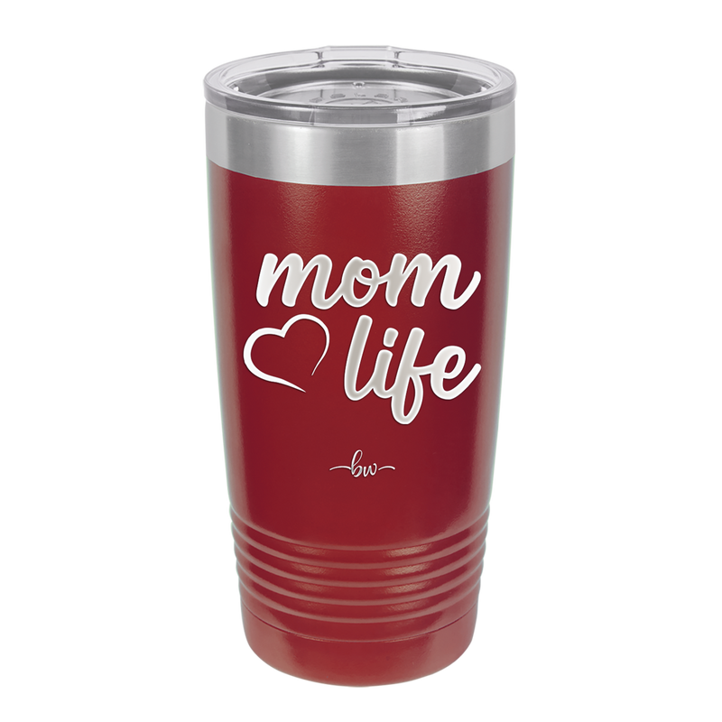 Mom Life with Heart - Laser Engraved Stainless Steel Drinkware - 1573 -