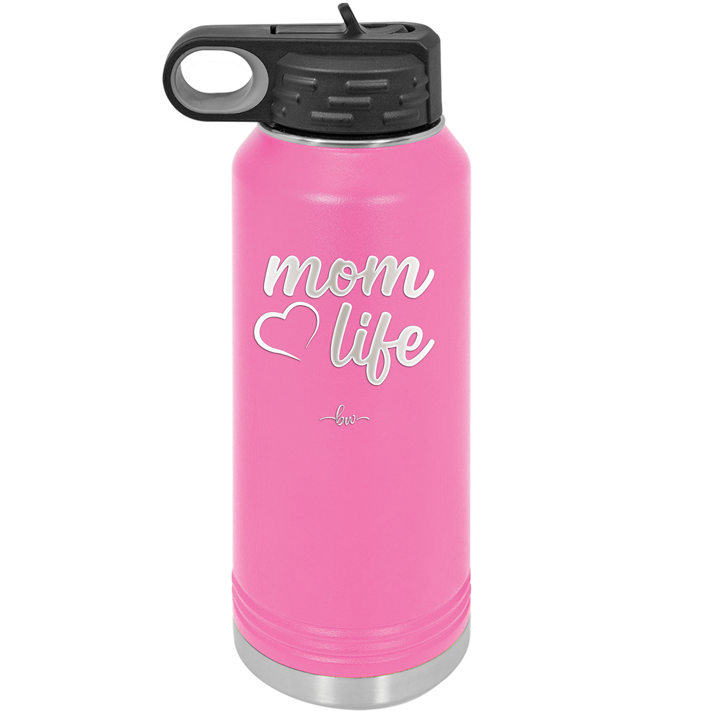 Mom Life with Heart - Laser Engraved Stainless Steel Drinkware - 1573 -