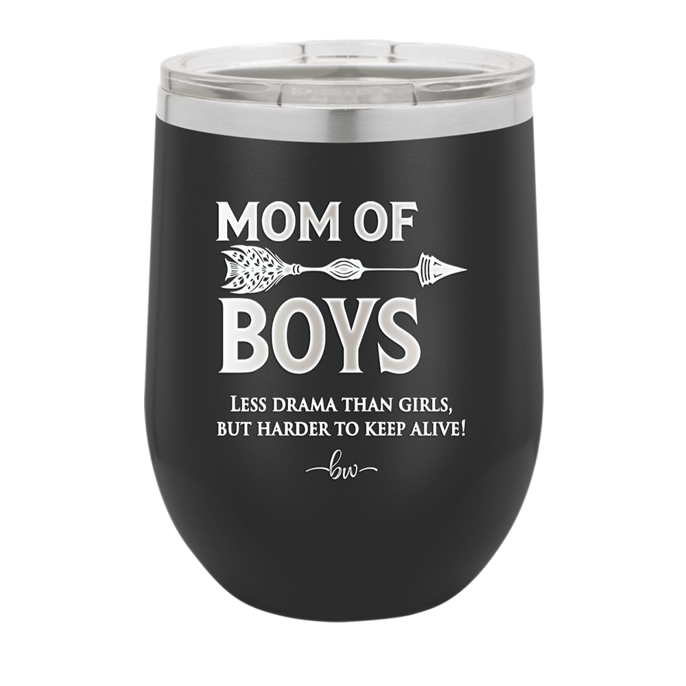 Mom of Boys - Laser Engraved Stainless Steel Drinkware - 1574 -
