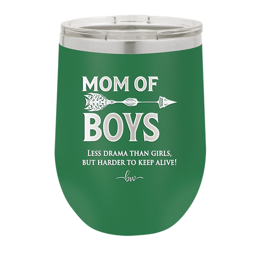 Mom of Boys - Laser Engraved Stainless Steel Drinkware - 1574 -