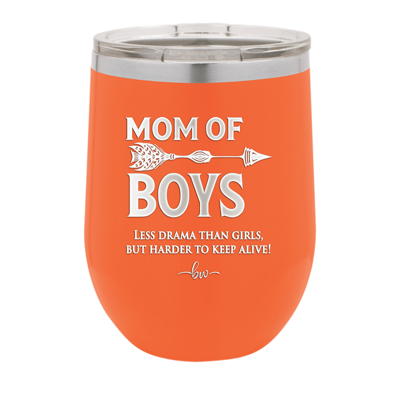 Mom of Boys - Laser Engraved Stainless Steel Drinkware - 1574 -