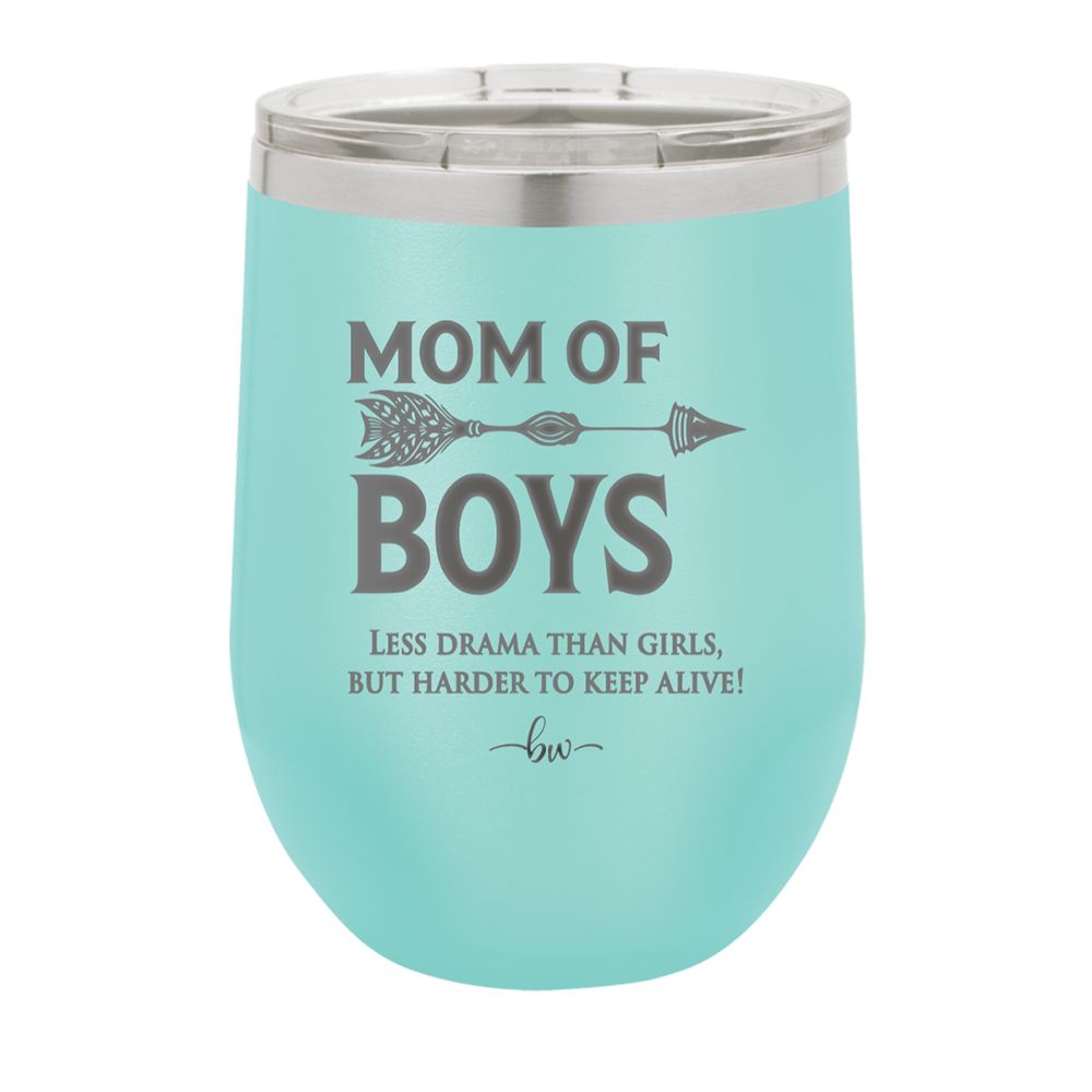 Mom of Boys - Laser Engraved Stainless Steel Drinkware - 1574 -