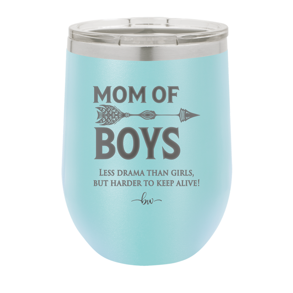 Mom of Boys - Laser Engraved Stainless Steel Drinkware - 1574 -