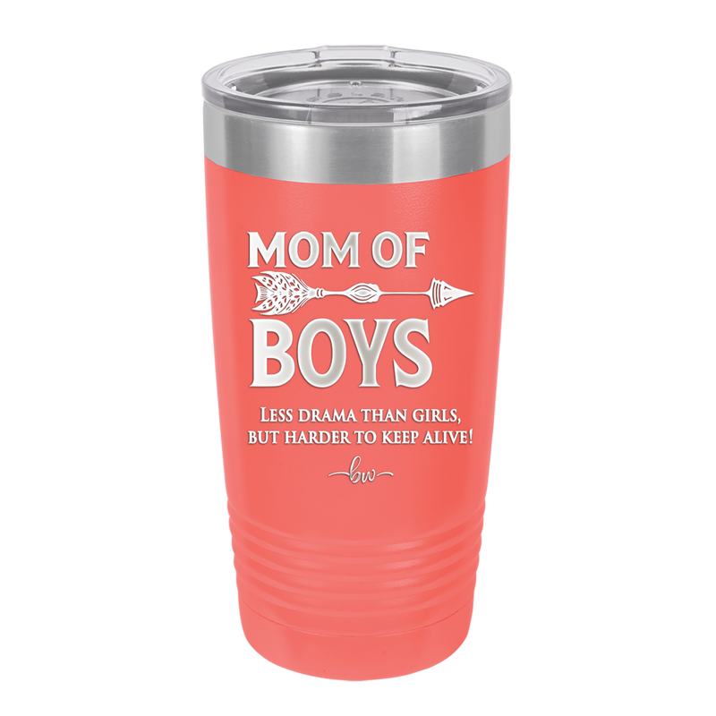 Mom of Boys - Laser Engraved Stainless Steel Drinkware - 1574 -