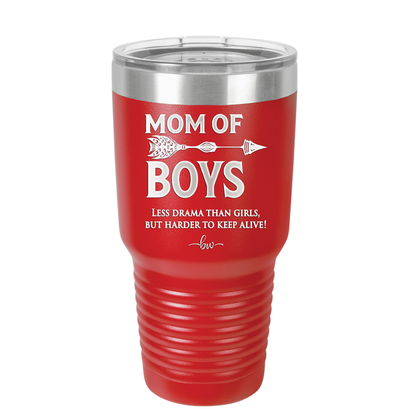 Mom of Boys - Laser Engraved Stainless Steel Drinkware - 1574 -