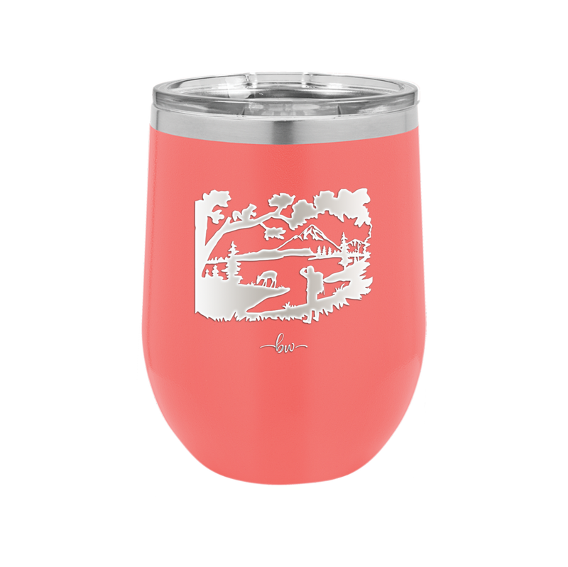 Mountain Lake Silhouette - Laser Engraved Stainless Steel Drinkware - 1575 -