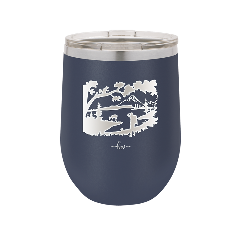Mountain Lake Silhouette - Laser Engraved Stainless Steel Drinkware - 1575 -