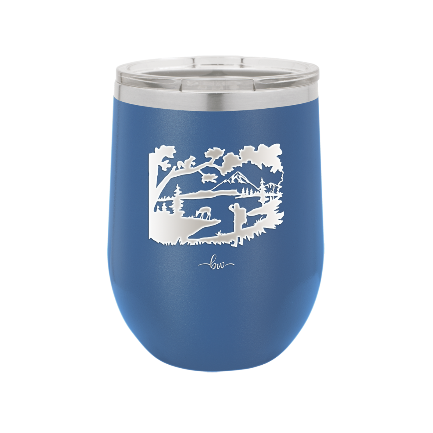 Mountain Lake Silhouette - Laser Engraved Stainless Steel Drinkware - 1575 -