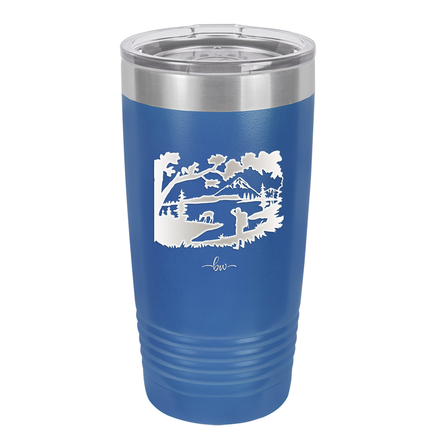 Mountain Lake Silhouette - Laser Engraved Stainless Steel Drinkware - 1575 -