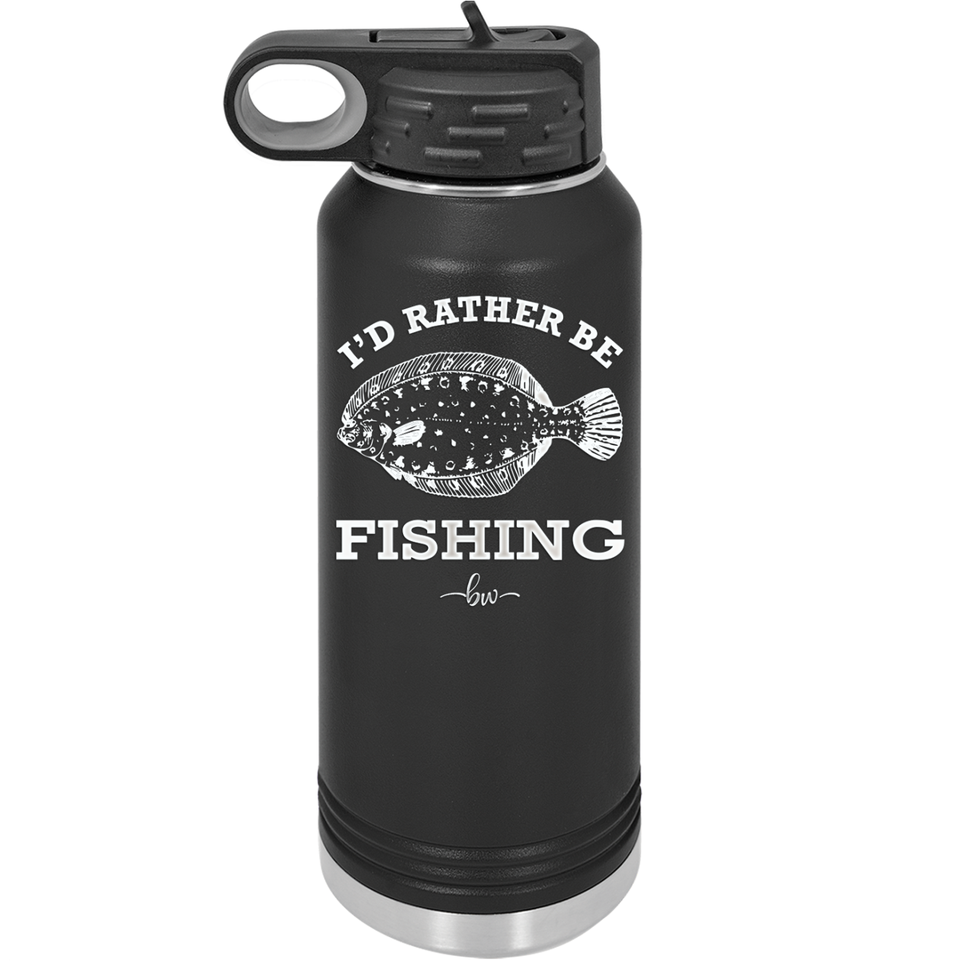 I'd Rather Be Fishing Flounder - Laser Engraved Stainless Steel Drinkware - 1587 -