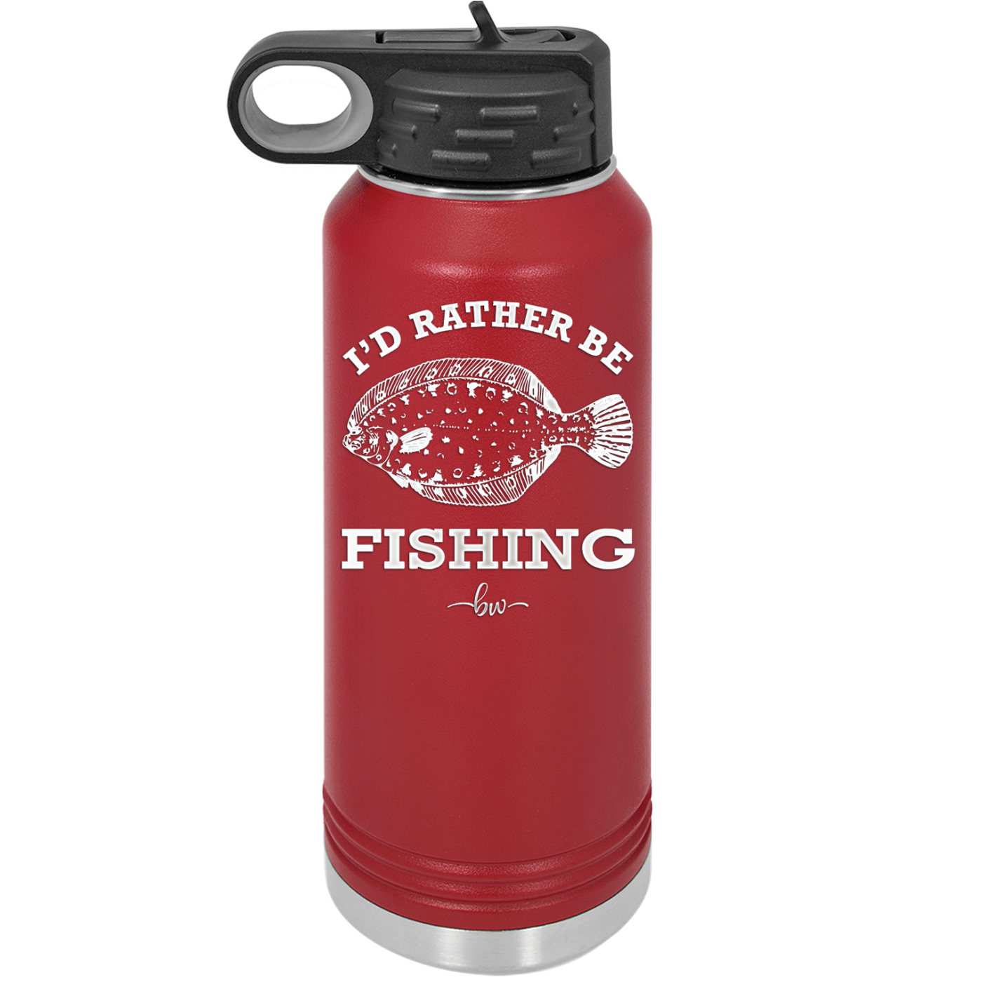 I'd Rather Be Fishing Flounder - Laser Engraved Stainless Steel Drinkware - 1587 -