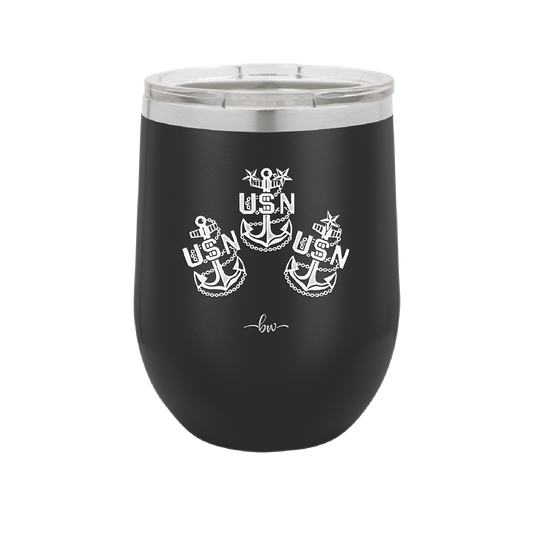 USN Petty Officer Anchor - Laser Engraved Stainless Steel Drinkware - 1609 -