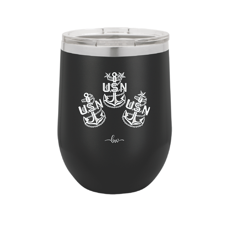 USN Petty Officer Anchor - Laser Engraved Stainless Steel Drinkware - 1609 -