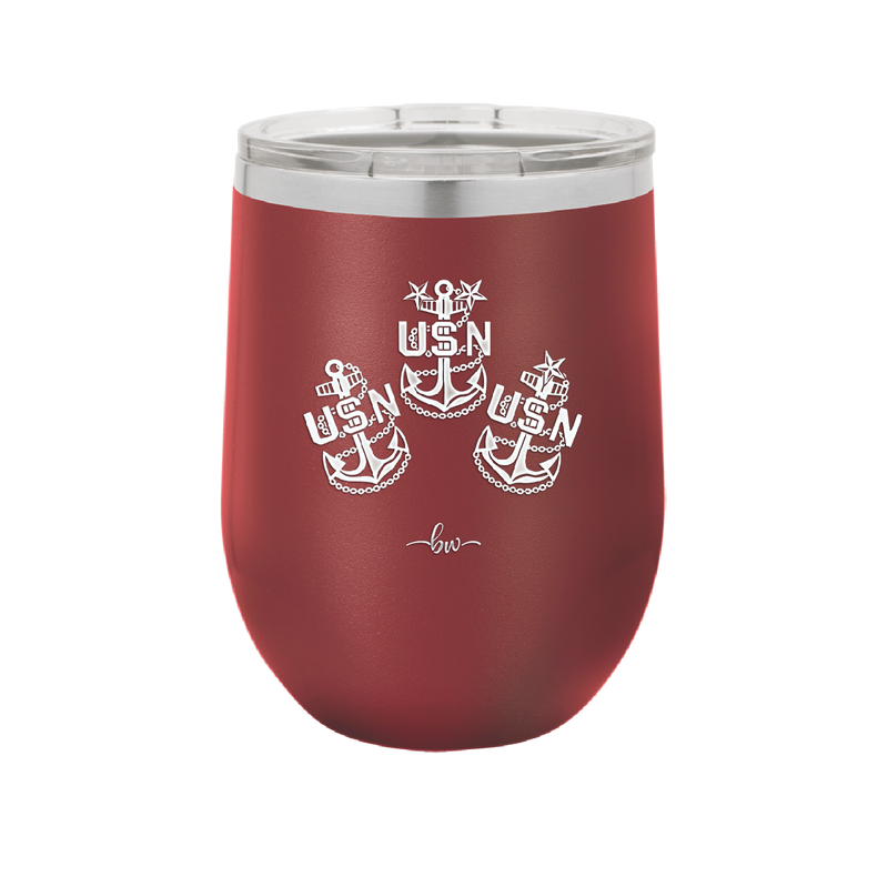 USN Petty Officer Anchor - Laser Engraved Stainless Steel Drinkware - 1609 -