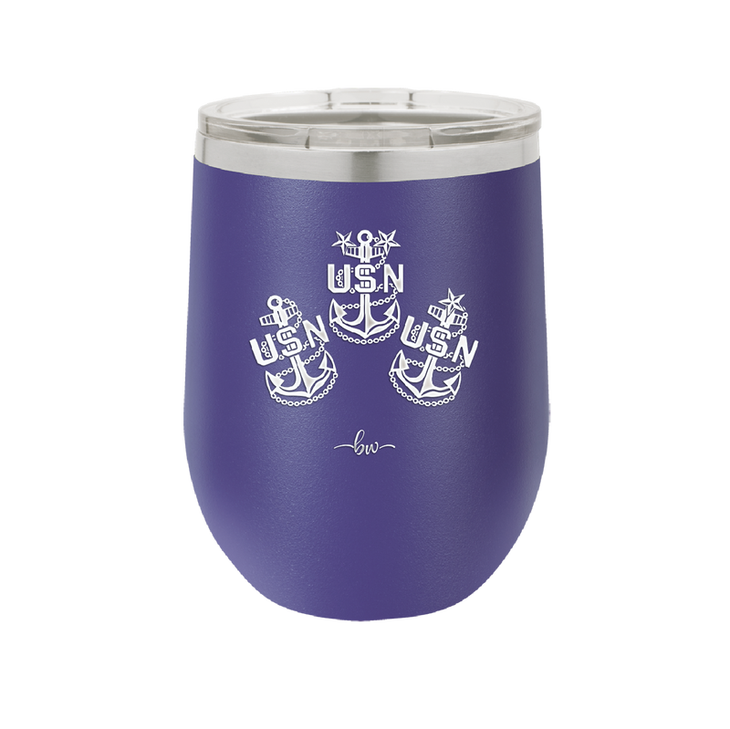USN Petty Officer Anchor - Laser Engraved Stainless Steel Drinkware - 1609 -