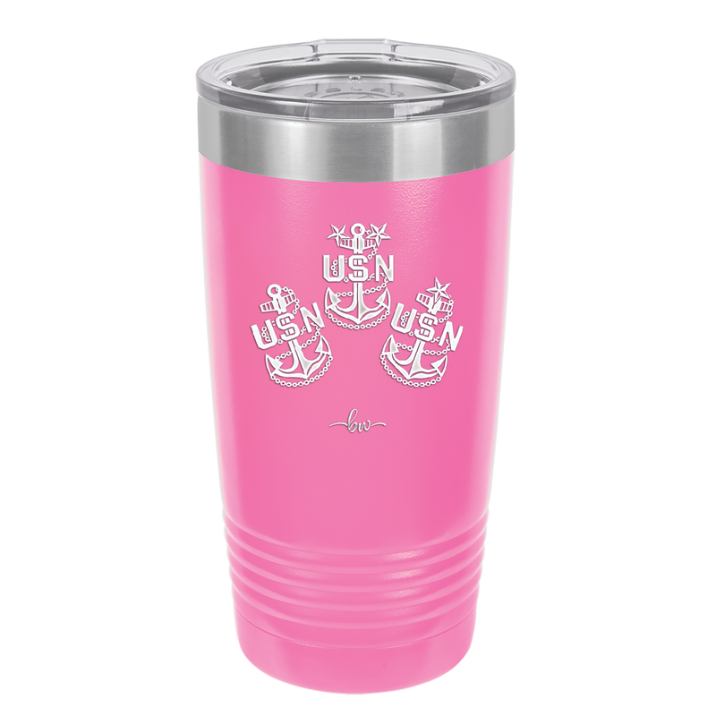 USN Petty Officer Anchor - Laser Engraved Stainless Steel Drinkware - 1609 -