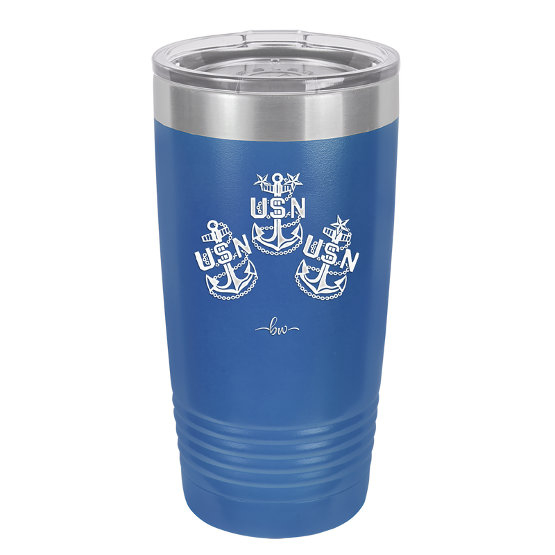 USN Petty Officer Anchor - Laser Engraved Stainless Steel Drinkware - 1609 -