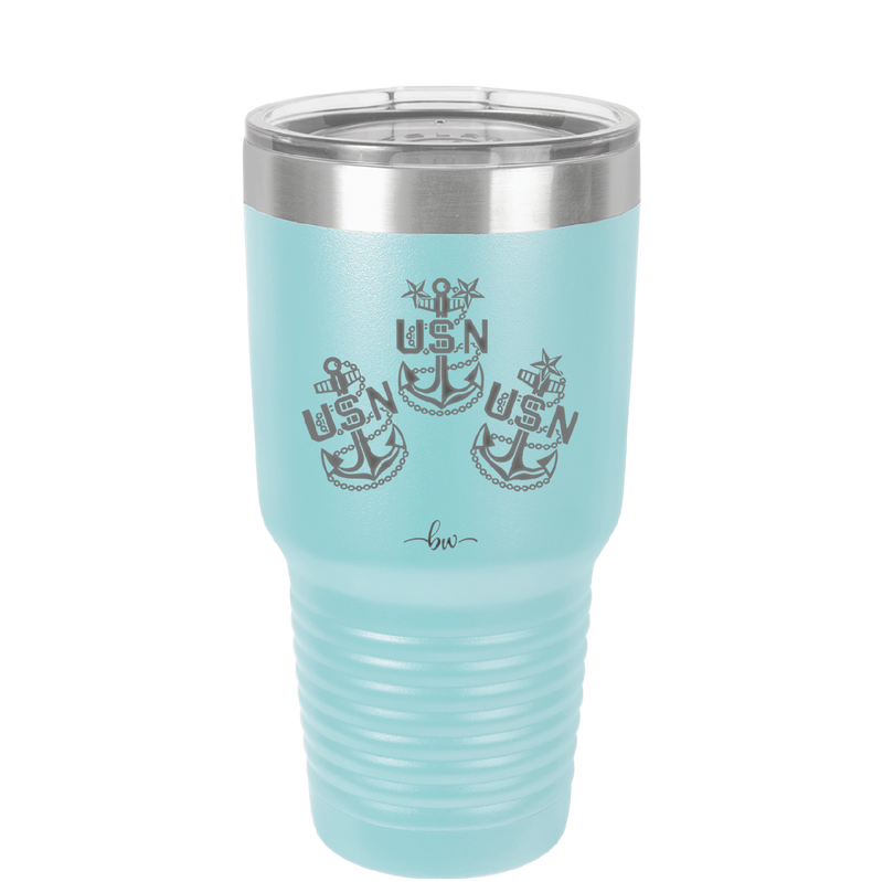 USN Petty Officer Anchor - Laser Engraved Stainless Steel Drinkware - 1609 -