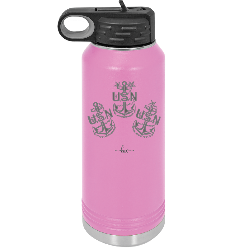 USN Petty Officer Anchor - Laser Engraved Stainless Steel Drinkware - 1609 -