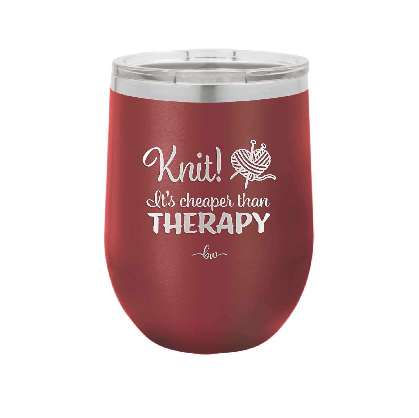 Knit Its Cheaper Than Therapy - Laser Engraved Stainless Steel Drinkware - 1623 -