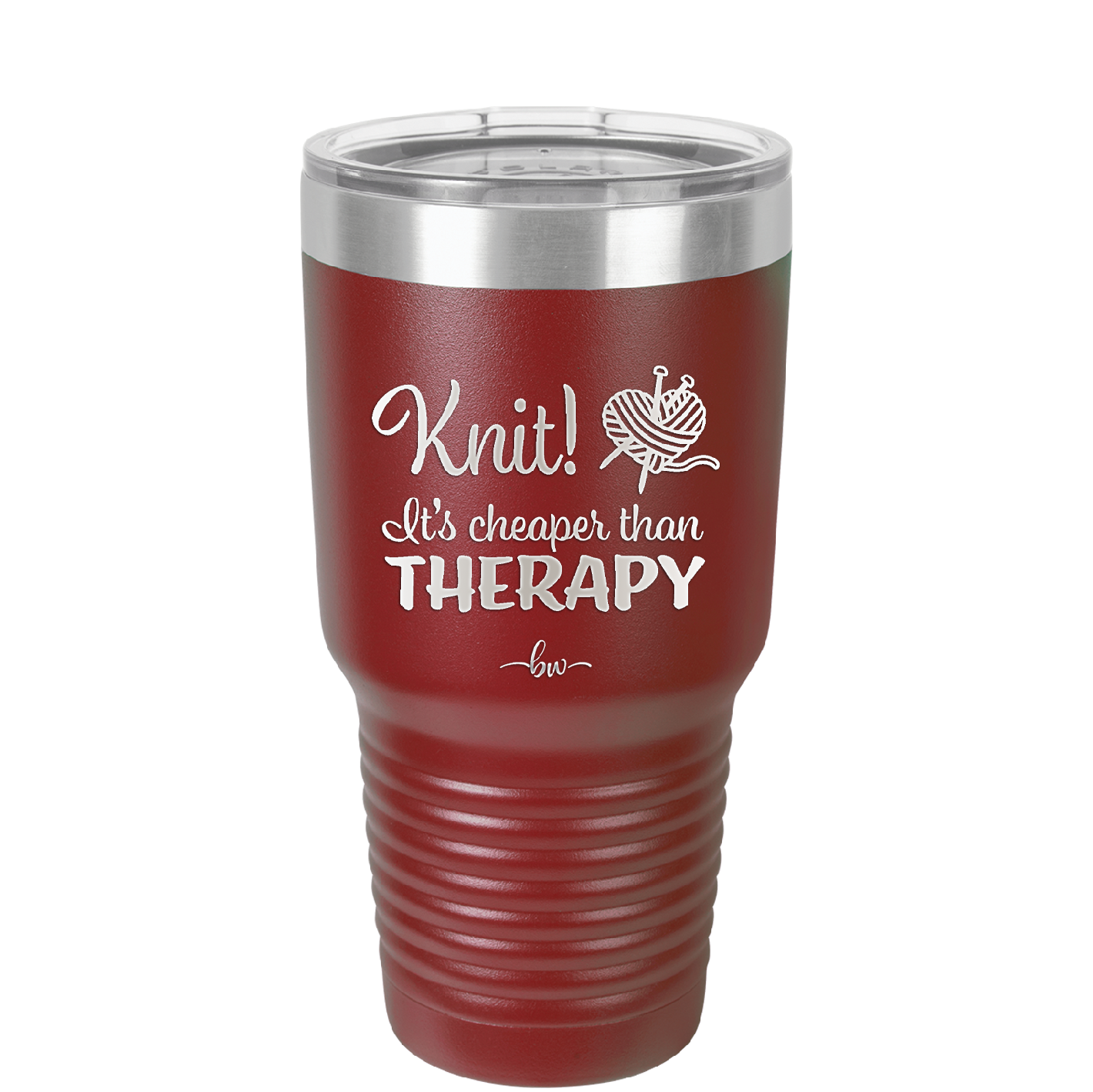 Knit Its Cheaper Than Therapy - Laser Engraved Stainless Steel Drinkware - 1623 -