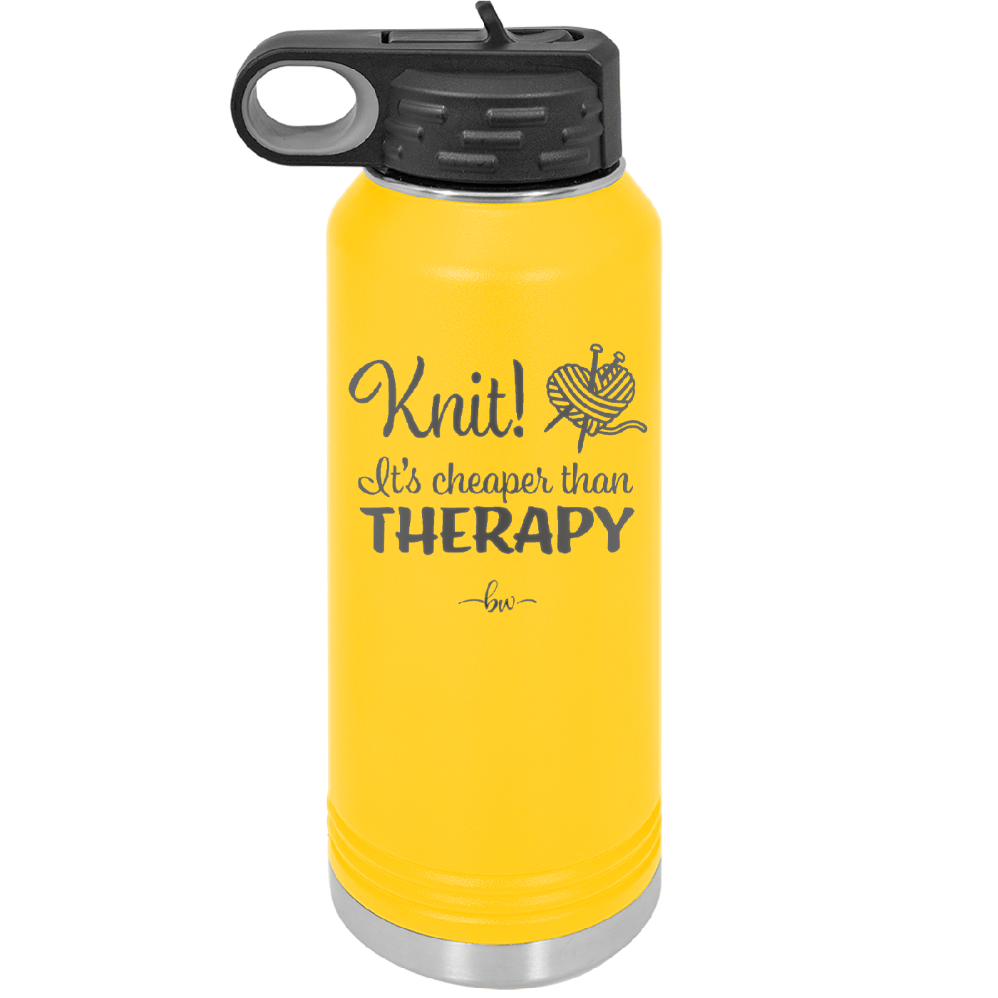 Knit Its Cheaper Than Therapy - Laser Engraved Stainless Steel Drinkware - 1623 -