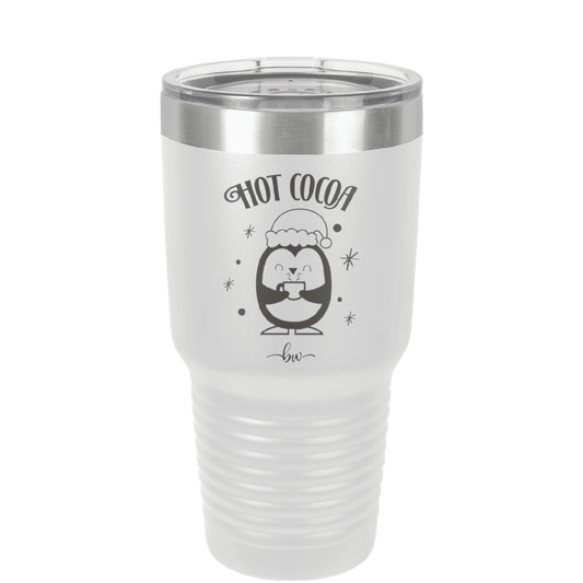 Hot Cocoa Penguin - Laser Engraved Stainless Steel Drinkware - 1636 -
