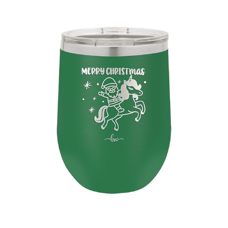 Merry Christmas Santa Unicorn - Laser Engraved Stainless Steel Drinkware - 1645 -