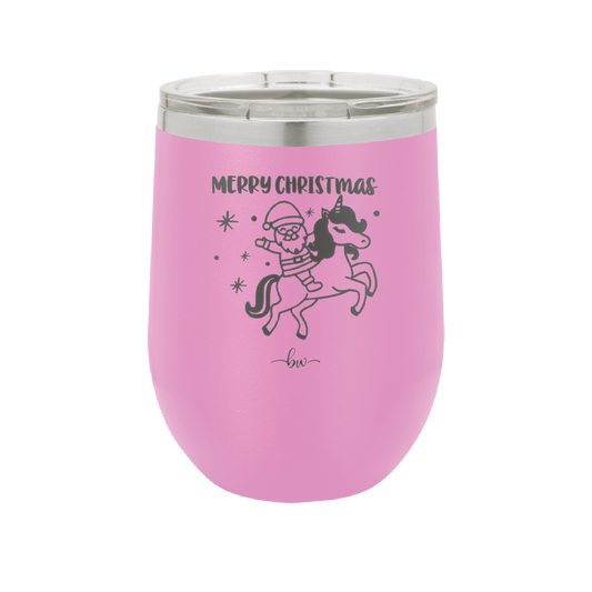 Merry Christmas Santa Unicorn - Laser Engraved Stainless Steel Drinkware - 1645 -