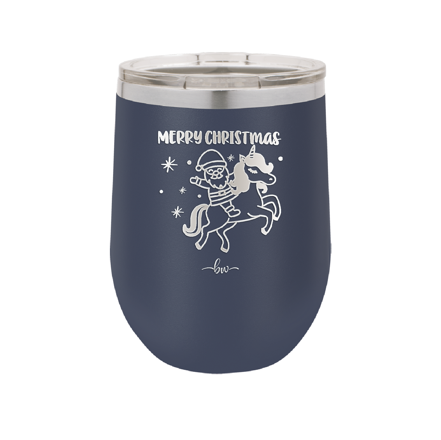 Merry Christmas Santa Unicorn - Laser Engraved Stainless Steel Drinkware - 1645 -