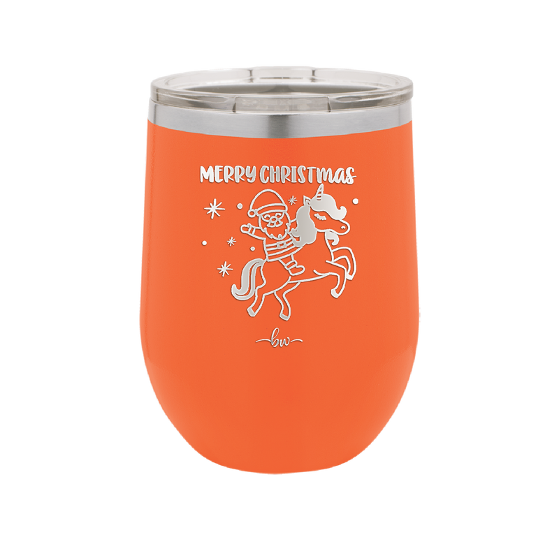 Merry Christmas Santa Unicorn - Laser Engraved Stainless Steel Drinkware - 1645 -