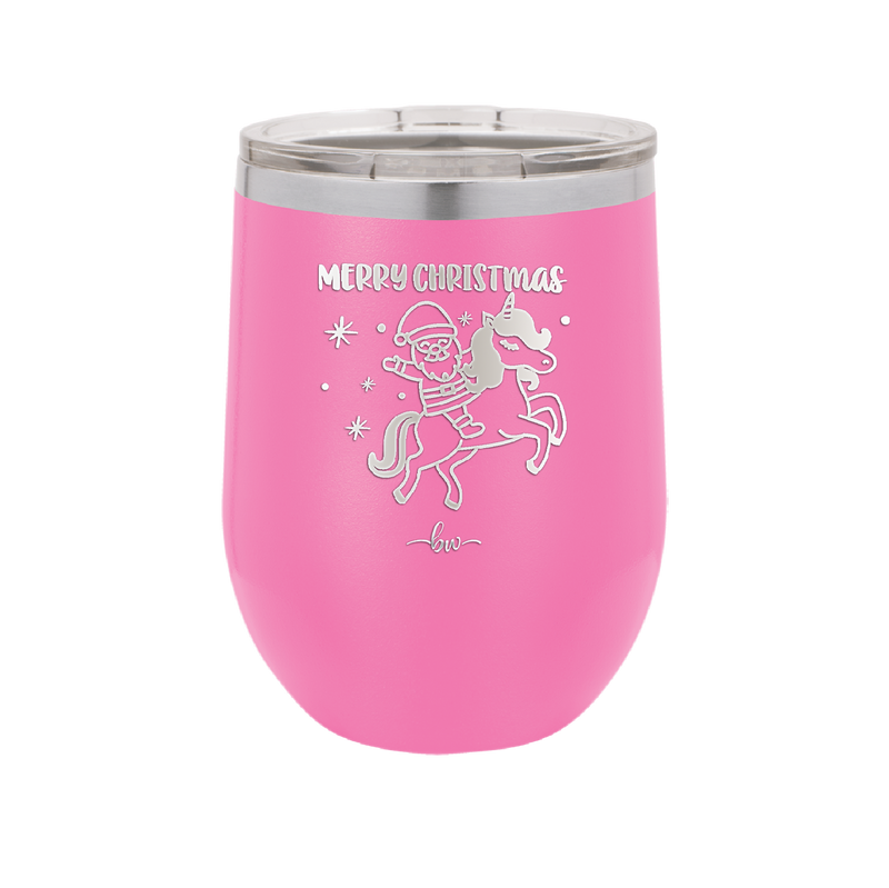 Merry Christmas Santa Unicorn - Laser Engraved Stainless Steel Drinkware - 1645 -