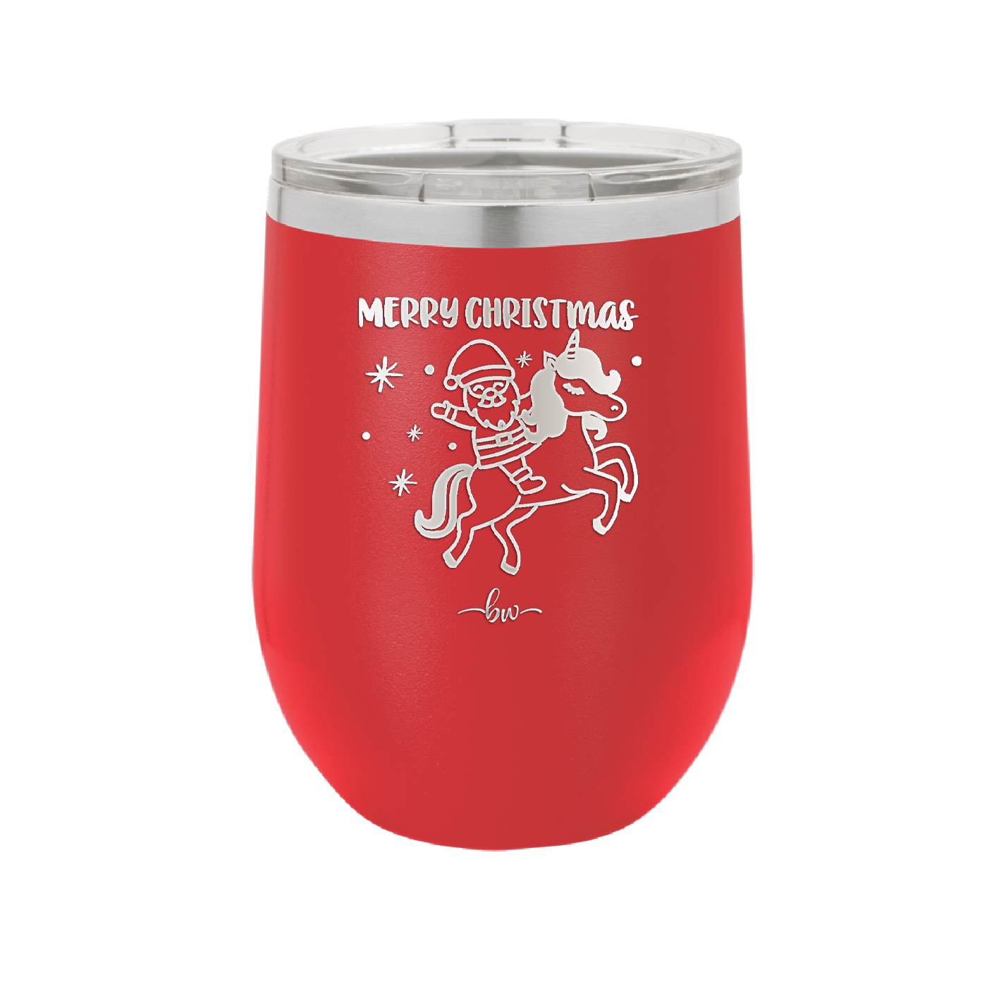 Merry Christmas Santa Unicorn - Laser Engraved Stainless Steel Drinkware - 1645 -