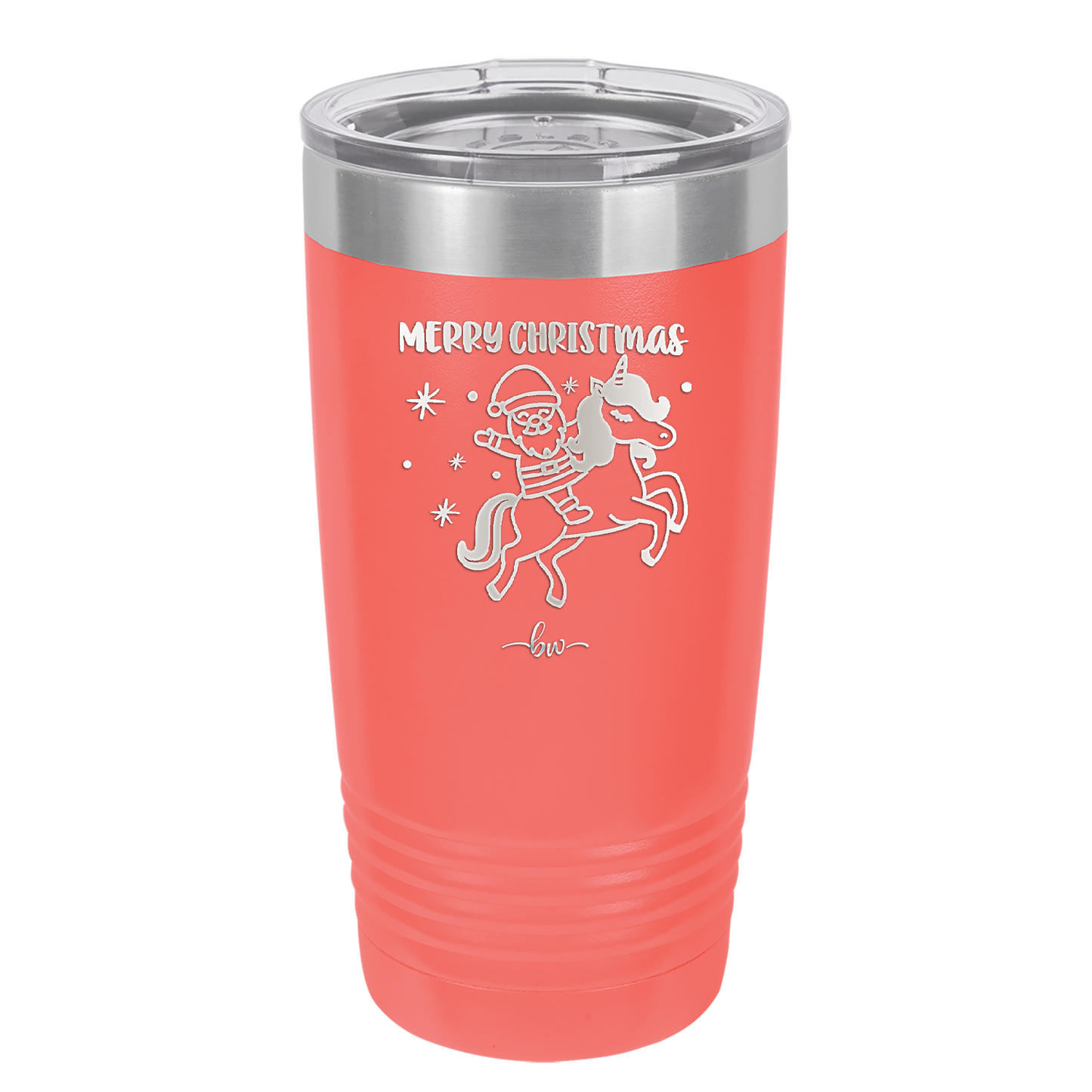 Merry Christmas Santa Unicorn - Laser Engraved Stainless Steel Drinkware - 1645 -