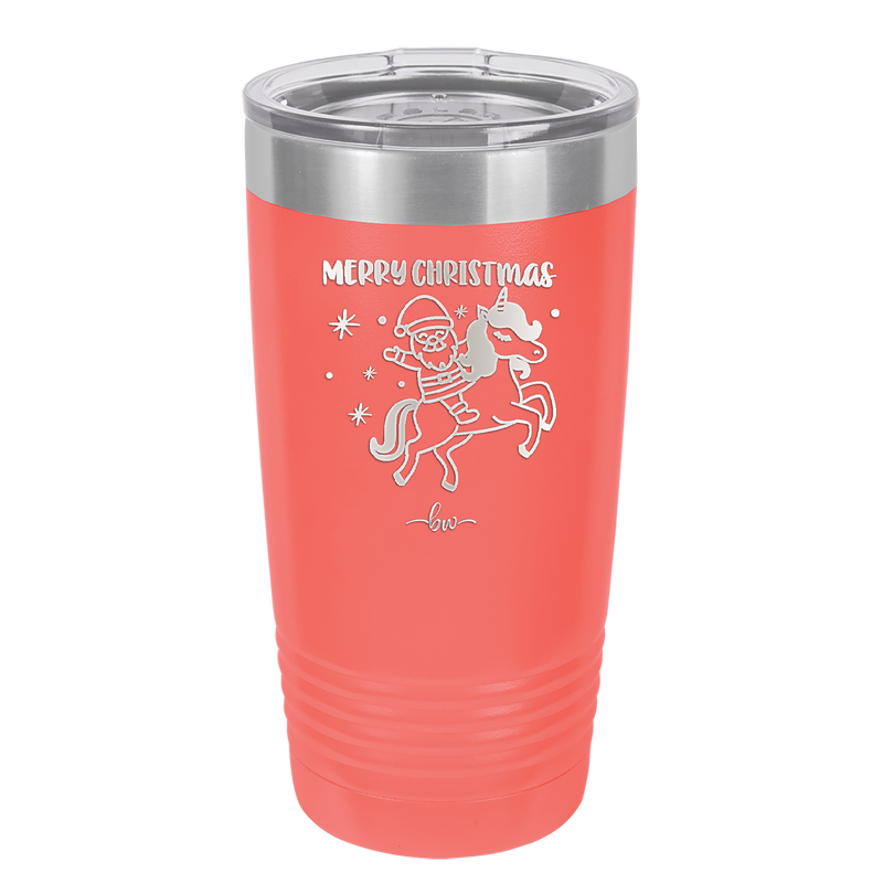 Merry Christmas Santa Unicorn - Laser Engraved Stainless Steel Drinkware - 1645 -