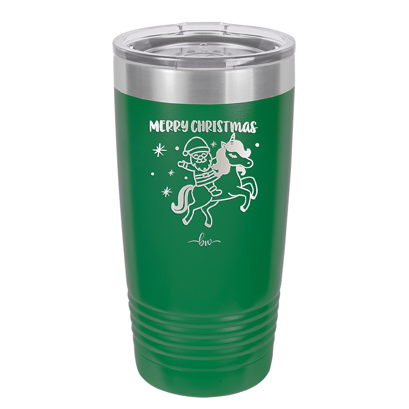 Merry Christmas Santa Unicorn - Laser Engraved Stainless Steel Drinkware - 1645 -