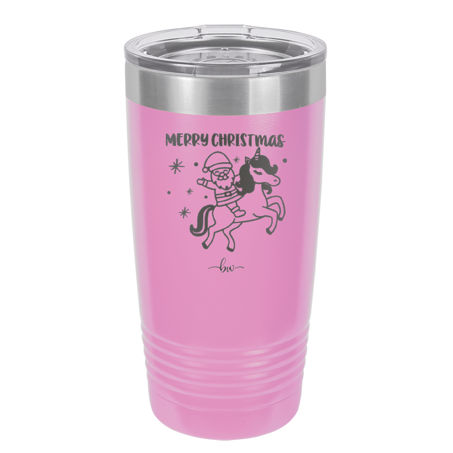 Merry Christmas Santa Unicorn - Laser Engraved Stainless Steel Drinkware - 1645 -