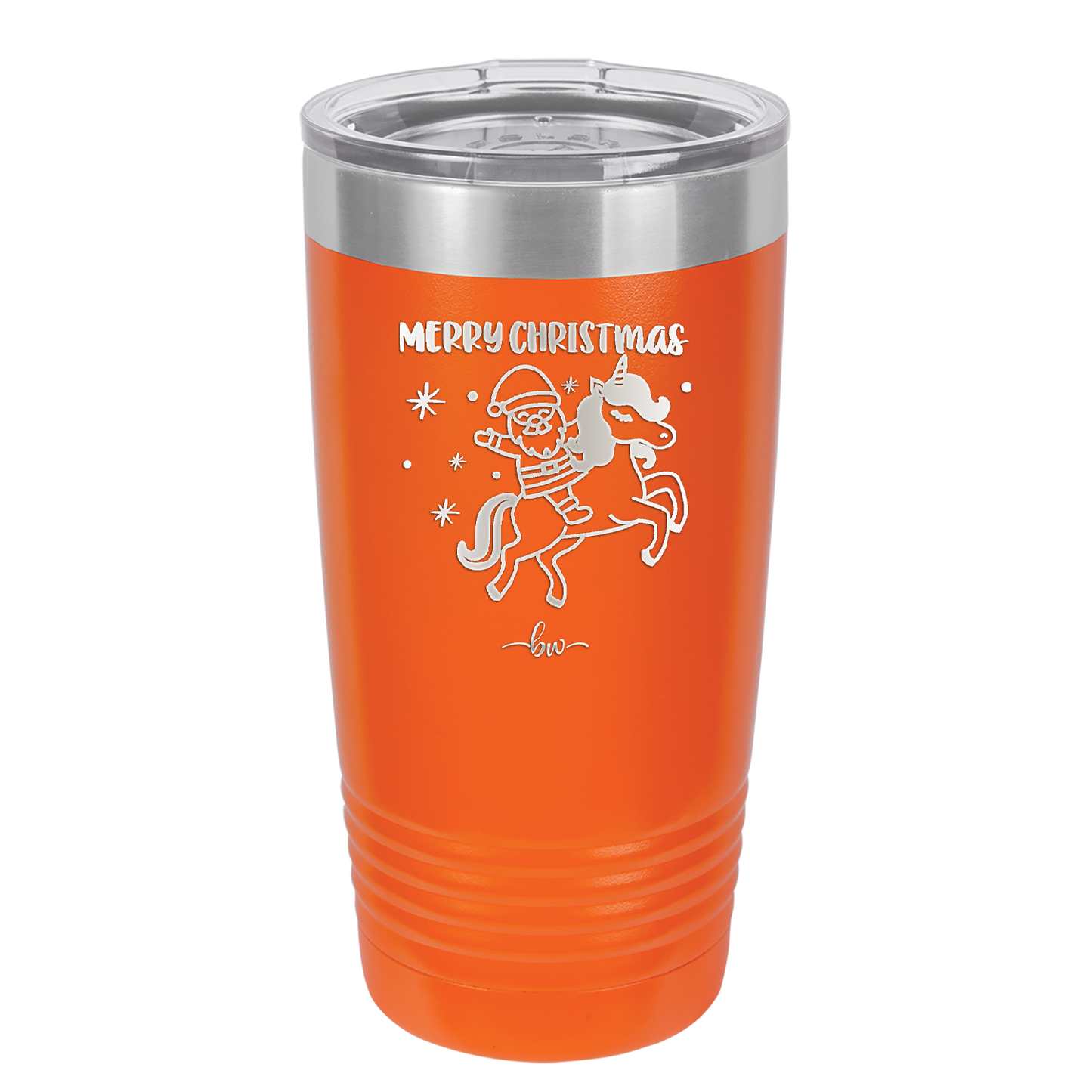 Merry Christmas Santa Unicorn - Laser Engraved Stainless Steel Drinkware - 1645 -