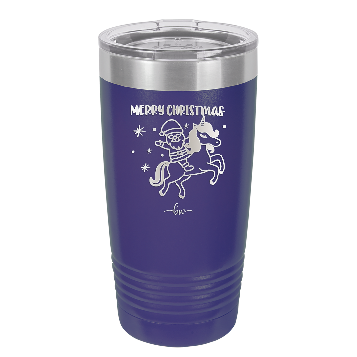 Merry Christmas Santa Unicorn - Laser Engraved Stainless Steel Drinkware - 1645 -