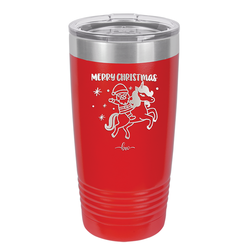 Merry Christmas Santa Unicorn - Laser Engraved Stainless Steel Drinkware - 1645 -