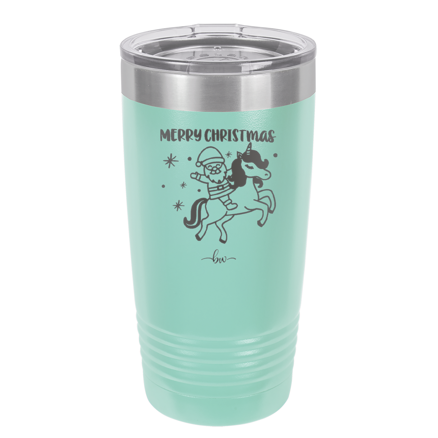Merry Christmas Santa Unicorn - Laser Engraved Stainless Steel Drinkware - 1645 -