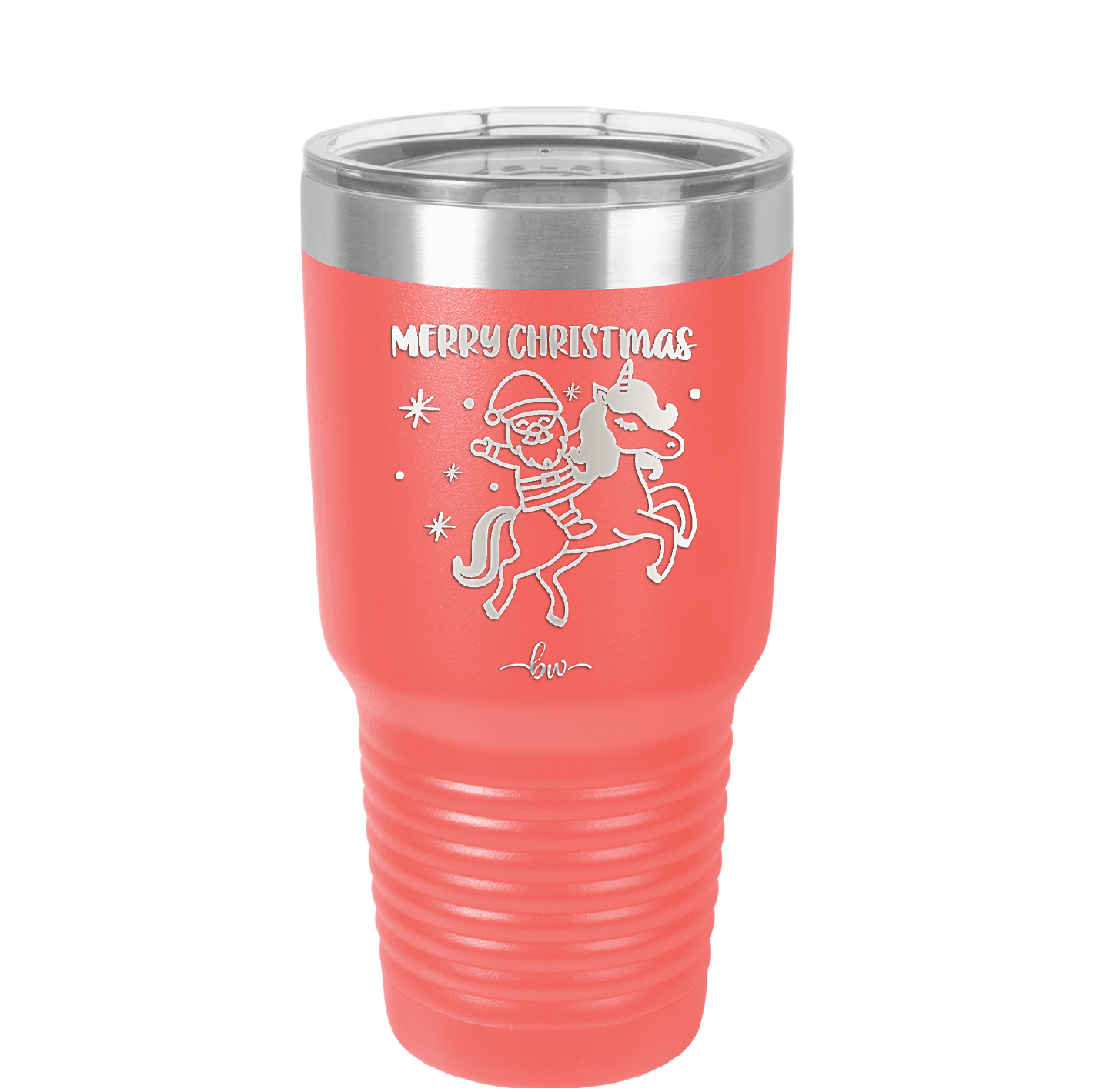 Merry Christmas Santa Unicorn - Laser Engraved Stainless Steel Drinkware - 1645 -