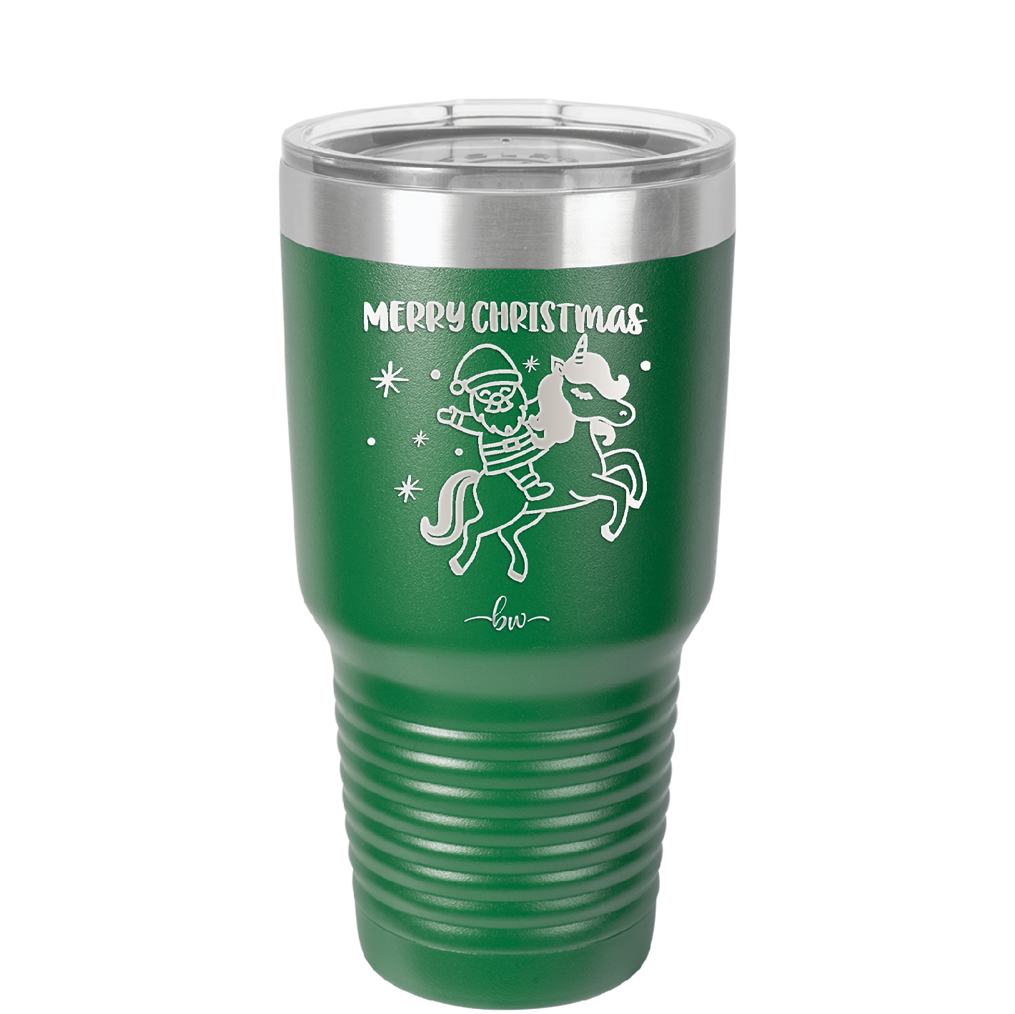 Merry Christmas Santa Unicorn - Laser Engraved Stainless Steel Drinkware - 1645 -