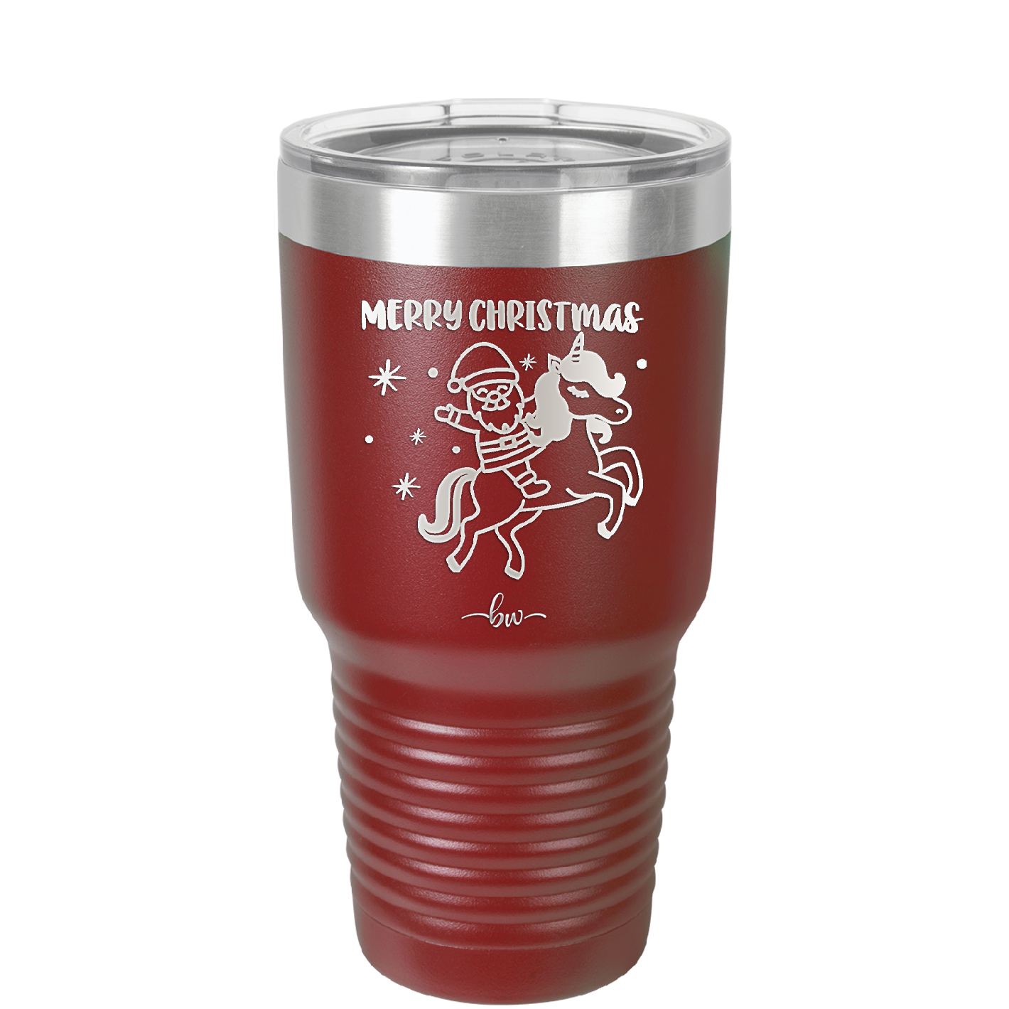 Merry Christmas Santa Unicorn - Laser Engraved Stainless Steel Drinkware - 1645 -