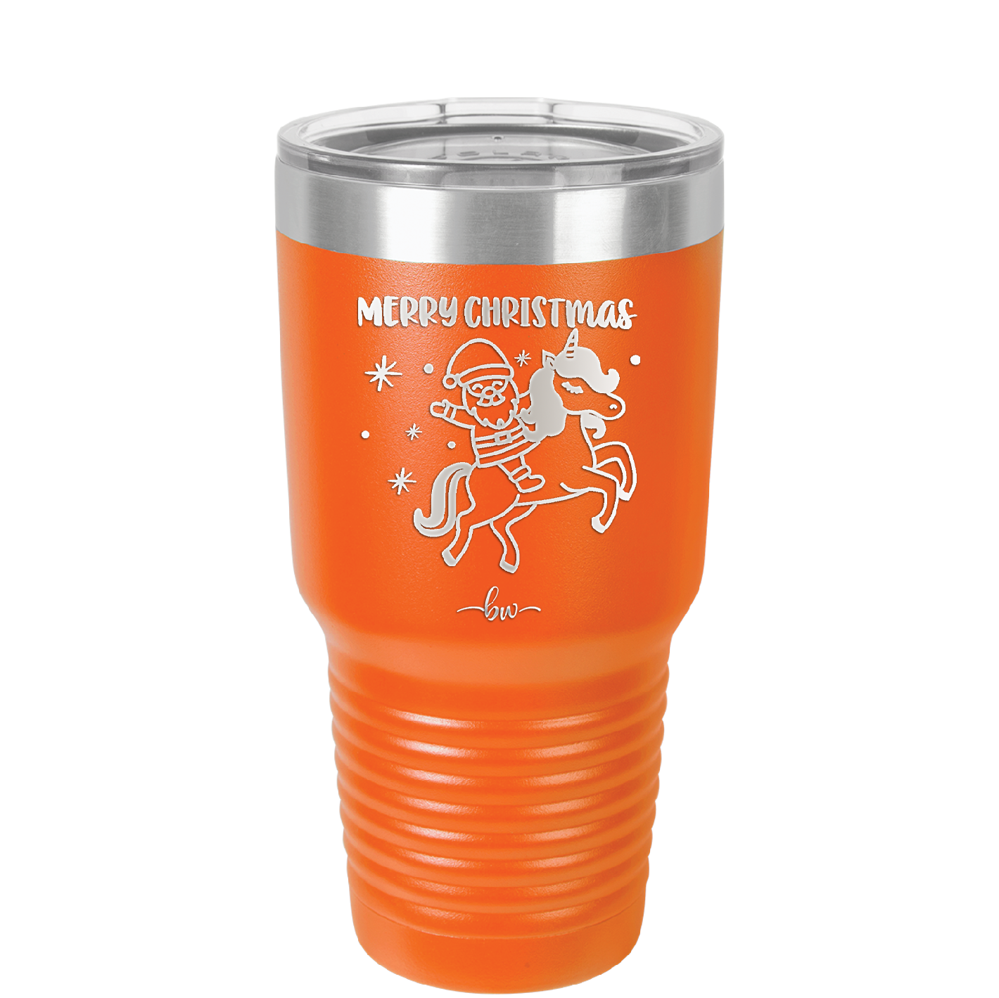 Merry Christmas Santa Unicorn - Laser Engraved Stainless Steel Drinkware - 1645 -