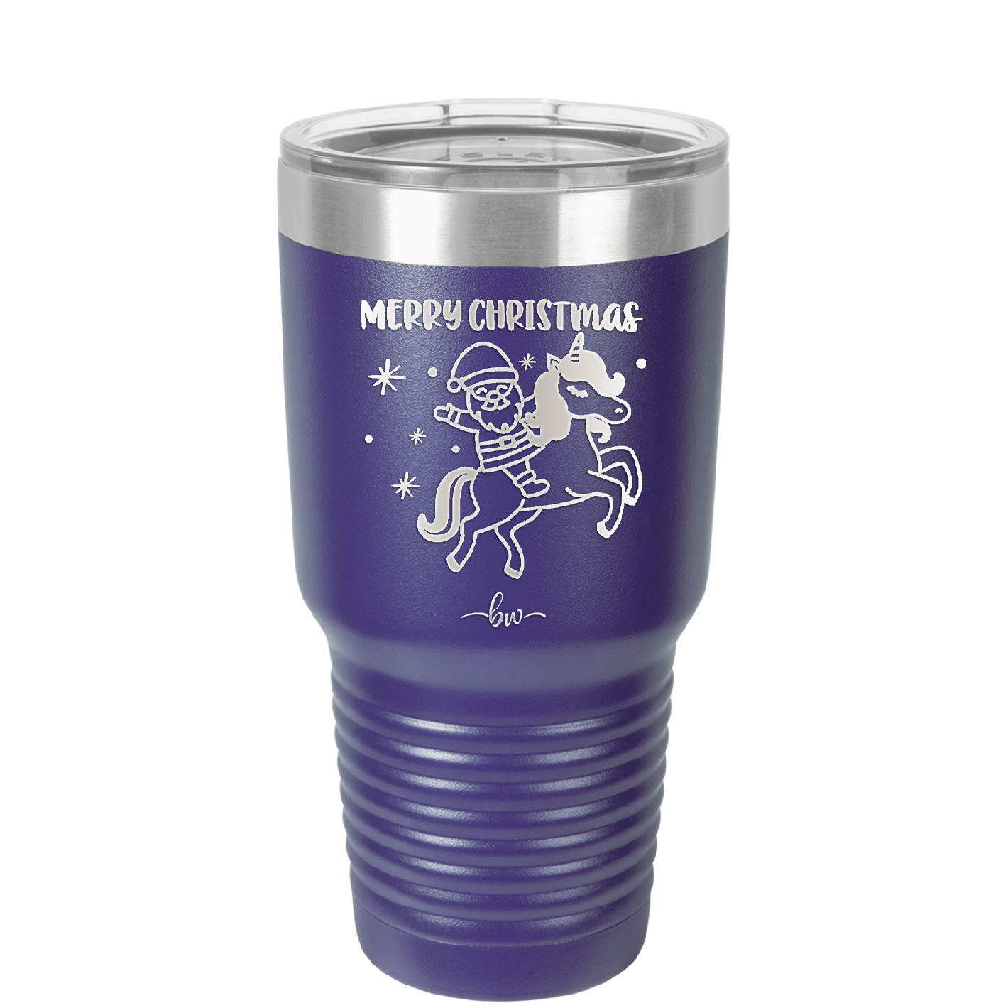 Merry Christmas Santa Unicorn - Laser Engraved Stainless Steel Drinkware - 1645 -