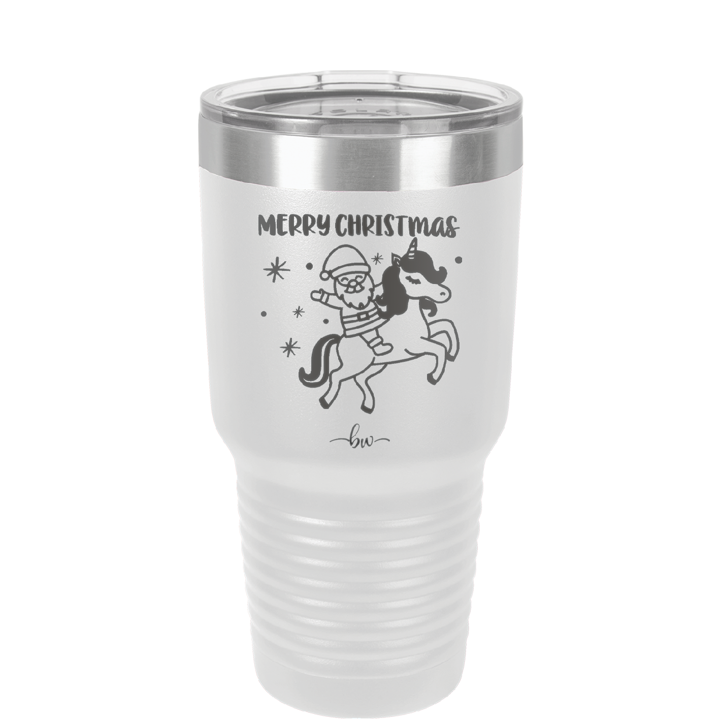 Merry Christmas Santa Unicorn - Laser Engraved Stainless Steel Drinkware - 1645 -