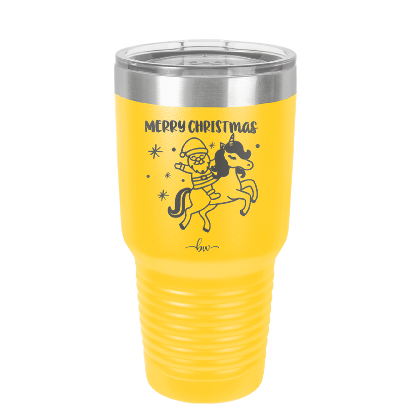 Merry Christmas Santa Unicorn - Laser Engraved Stainless Steel Drinkware - 1645 -